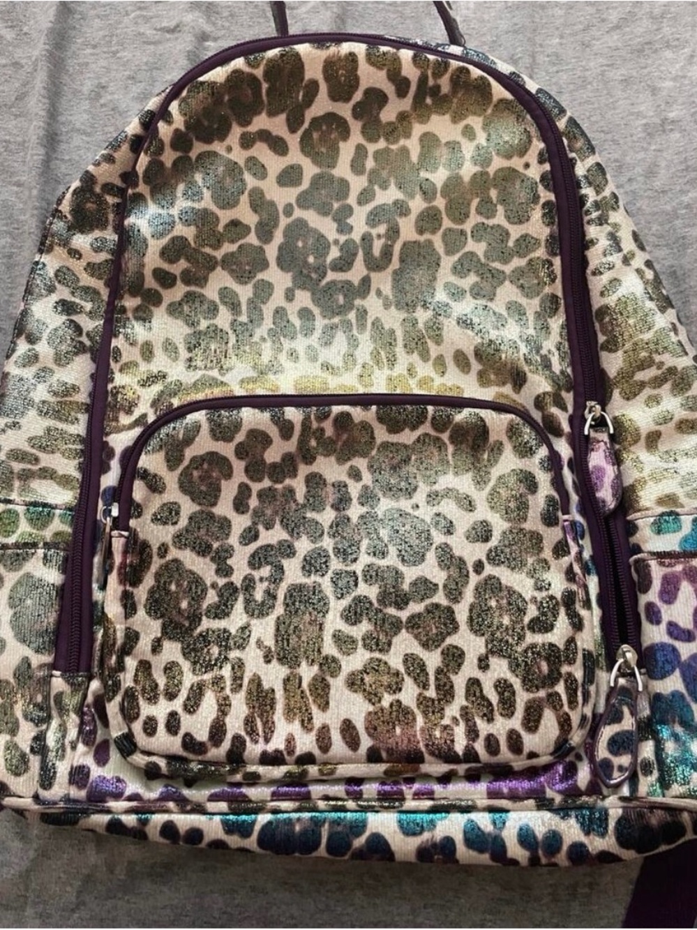 Barilynn NEW sparkle metallic leopard backpack